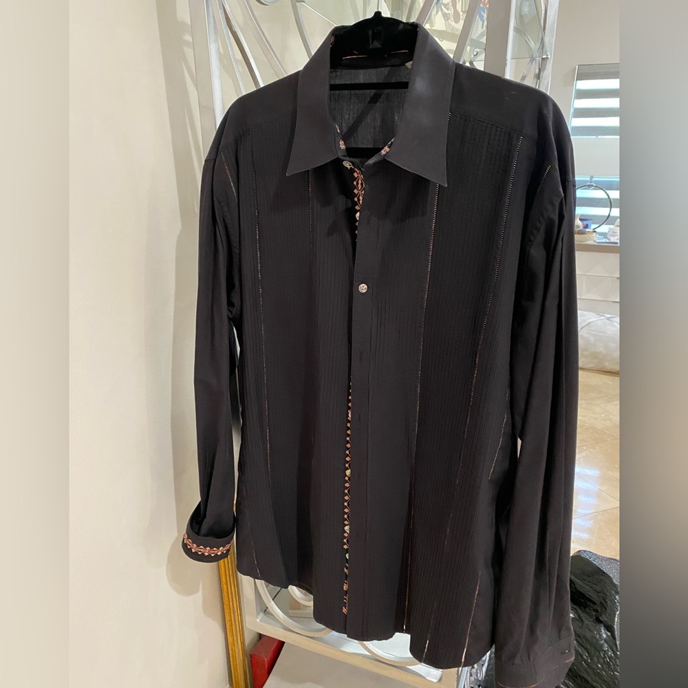 Multi-Colored Black Button Down By Robert Graham - image 2